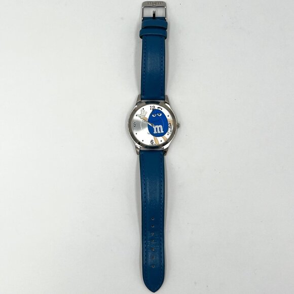 M&M's Blue Character Watch w/Blue Leather Band - New Battery - Unisex - Picture 3 of 6